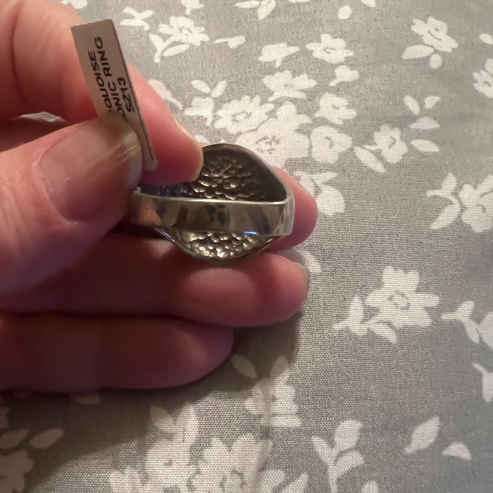 Masonic Inlay Turquoise Silver Tone Ring, Men’s Size 13.5, very good condition - Picture 4 of 9